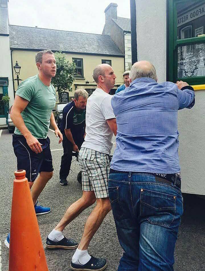 Team moving The Hidden Naggin into position
